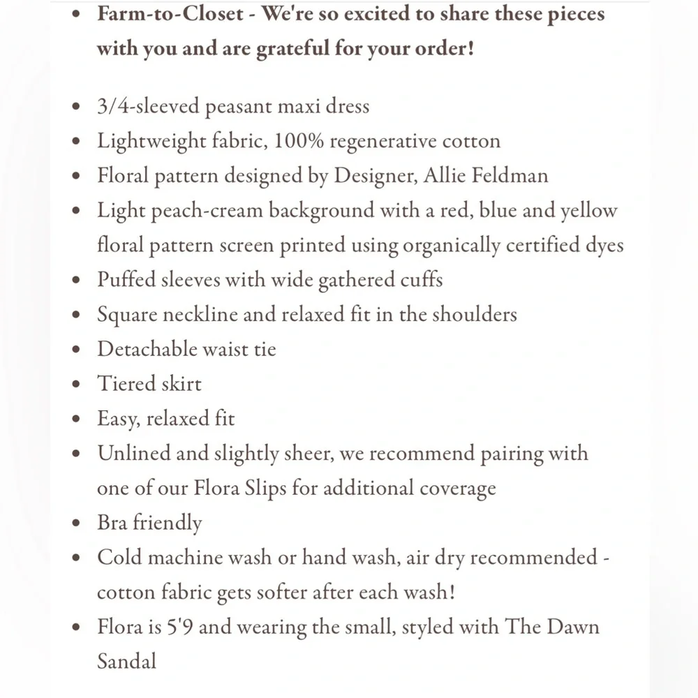 🚨 S O L D 🚨 NWT Christy Dawn Bianca Carnelian Aster Garden S - Picture 11 of 11